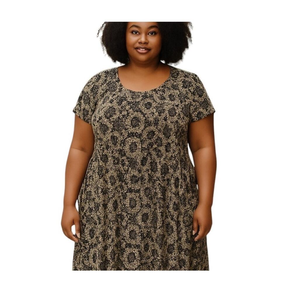 Glamour 18W Women's Short Sleeve Maxi Black  Sun Dress Plus Size 2X 2XL XXL